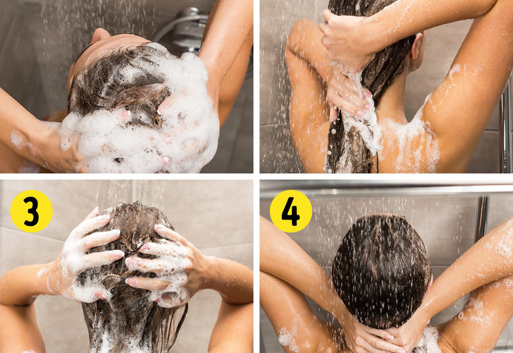 Правильное мытье головы. Как правильно мыть волосы. Мытьё волос под краном. Мытье головы под краном.